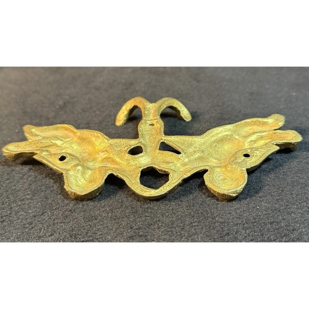 Vintage Brass Cherub Wall Hook - Ornate Cupid Double Key & Towel Hanger